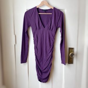 Ruched V-neck Mini Dress